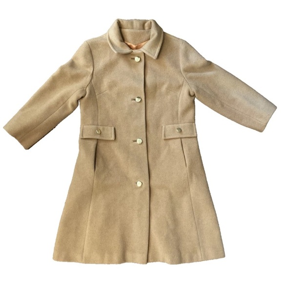 Vintage Amicale California Camel Hair OverCoat Trench Women's Gold Button Front - Picture 2 of 8